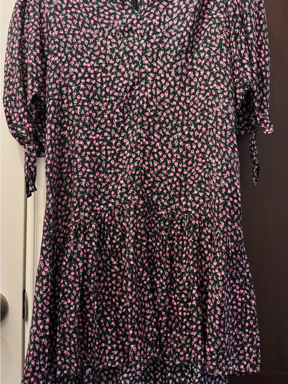 Rebecca Taylor Black Dress with Pink Floral Print